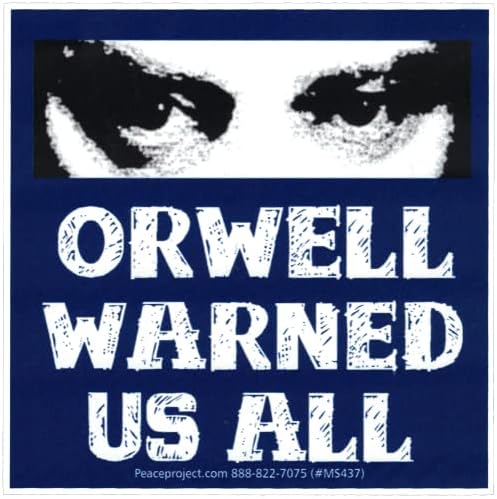 Orwell Hepimizi Uyardı 1984 Küçük Dizüstü Araba Tampon Çıkartması Su Şişesi Çıkartması 3.25-by-3.25 İnç (Etiket)