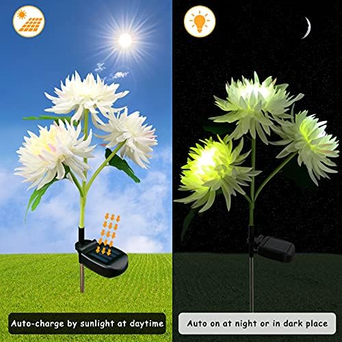 Güneş çiçek dekoratif bahçe ışık, 2 paketi Güneş Krizantem açık çiçek ışık, değişen renk çim süsler yolu ışık, Yard sanat peyzaj