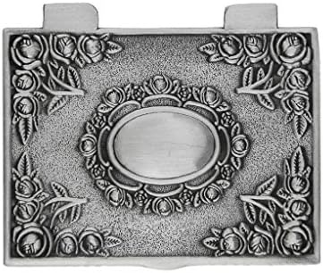 Vintage Gravür Kalay Çinko Kare Mücevher Kutusu Hediye Depolama Organizatör Sanat Durumda Gümüş