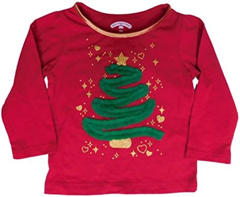 Tatil zamanı bebek yürümeye başlayan kızlar kırmızı tül şerit Noel ağacı Tee gömlek 12m