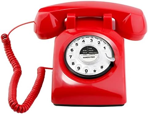 Sangyn Retro Döner Telefon 1960'ların Tarzı Eski Moda Eski Ev Telefonu Mekanik Zil ve Hoparlör Fonksiyonu ile