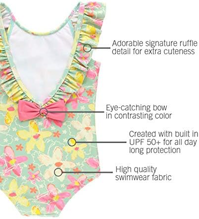 RuffleButts ® Bebek / Yürümeye Başlayan Kızlar Fırfır Kayışı Tek Parça Mayo w/UPF 50 + Güneş Koruması