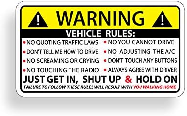 Komik araç güvenlik uyarı kuralları etiket yapışkanlı vinil araba kamyon pencere grafik tampon için