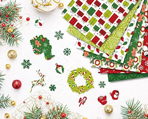 Whalıne 12 Tasarımlar Noel Desen Kağıt Seti A5 Boyutu 60 Sayfalık Kardan Adam Santa Zencefilli Adam Parlak Desen Kağıt Yeşil