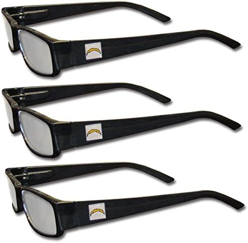 NCAA Siskiyou Spor Fan Mağazası Los Angeles Şarj Cihazları Yetişkin Okuma Gözlükleri (3 Paket) Okuma Gücü: + 1.50 Siyah