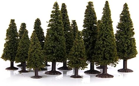 SUPVOX 15 ADET Modeli Sedir Ağaçları Bina Manzara Manzara Masa Yeşil Model Ağacı