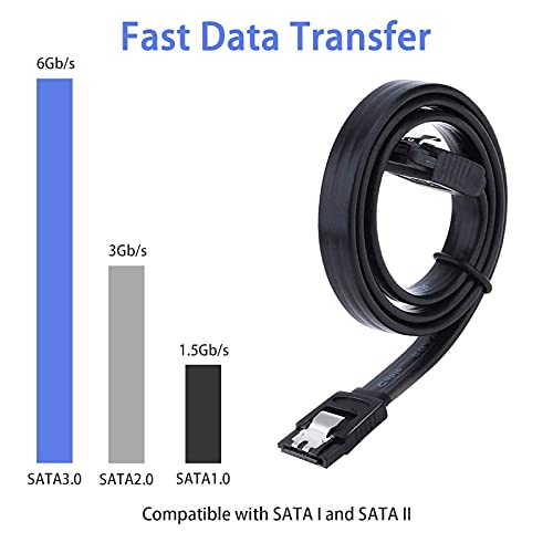SATA III (6 Gbit/s) Kilitleme Mandallı Düz Veri Kablosu, 3 Paket SATA Kablosu III, SATA HDD, SSD, CD Sürücüsü, CD Yazıcı için