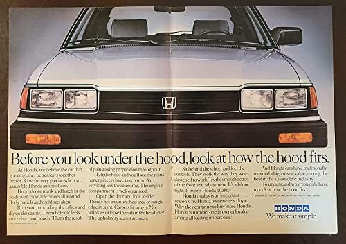 2 Adet Orijinal Dergi Baskı Reklam Seti: 1982 Honda Accord 4 Kapılı Sedan, Kapı Kapanışının Sesi bile Tasarım gereğidir.Kaputun