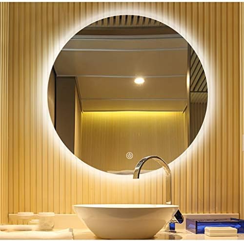 Oceanındw Arkadan Aydınlatmalı Duvara Monte LED Banyo Yuvarlak Aynalar / Dokunmatik Düğmeli Buğu Önleyici ve Zaman Sıcaklık