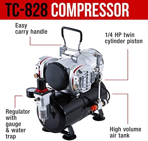 TC-828 Çift Pistonlu Hava Kompresörü ile Master Airbrush S69 Stüdyo Seti