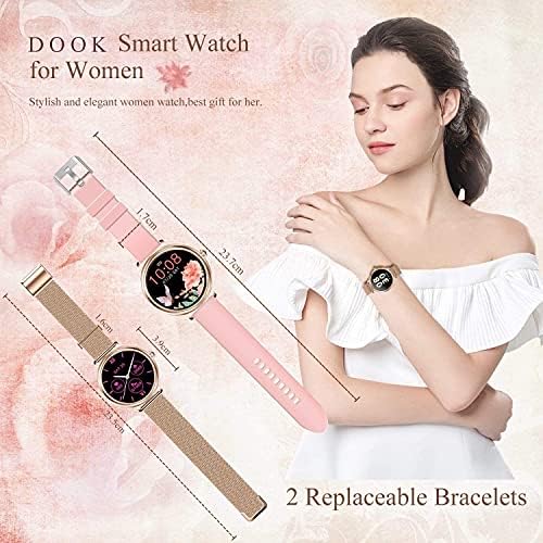GEQWE akıllı saat Kadınlar için, 1.09 Tam Dokunmatik Ekran Smartwatch, nabız monitörü Kan Basıncı Uyku Sayacı Etkinlik Tracker,