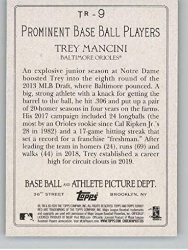 2020 Topps Türkiye Kırmızı Beyzbol TR-9 Trey Mancini Baltimore Orioles Resmi MLB Ticaret Kartı Serisi Bir Topps
