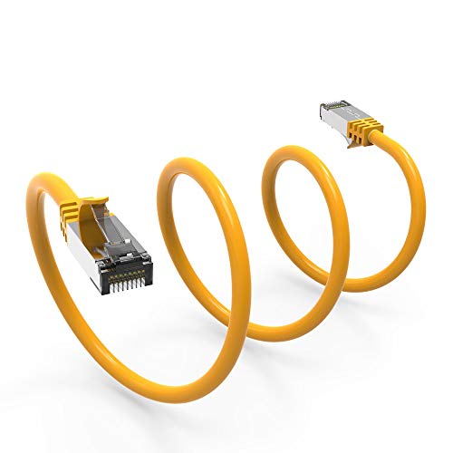 10ft (3M) Kedi.8 S/FTP Ethernet Ağ Kablosu 26AWG 10 Feet (3 Metre) Gigabit LAN Ağ Kablosu RJ45 Yüksek Hızlı Yama Kablosu, Sarı