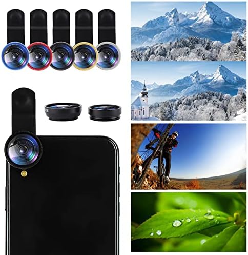 FAFAN Telefon Kamera Lens,3 in 1 Klip 180 °Balık Gözü Lens + 0.67 X Geniş Açı + 10X Makro Lens Cep Telefonu Makro Lens Anamorfik