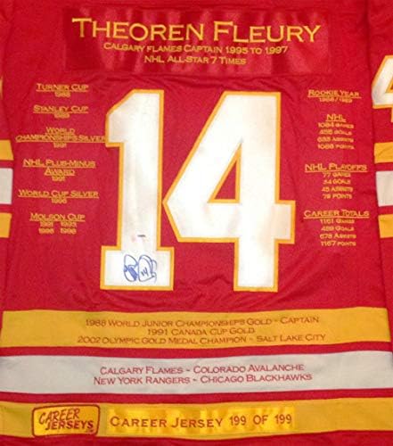Theoren Fleury Kariyer Forması 199 / 199-İmzalı-Calgary Flames