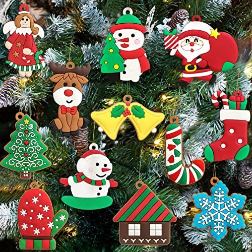12 pcs Noel Süsler için Küçük Noel Ağacı Dekorasyon Çeşitli Plastik Kil Heykelcik Süsler Noel Ağacı askı süsleri