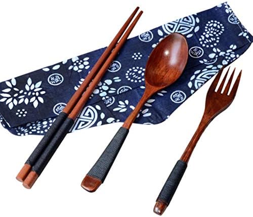 Üç setsWooden Sofra Takımı çatal bıçak kaşık seti Bambu Hasır Yemek Seti Bıçaklar Çatal Kaşık Çubuklarını Seyahat Toptan 813