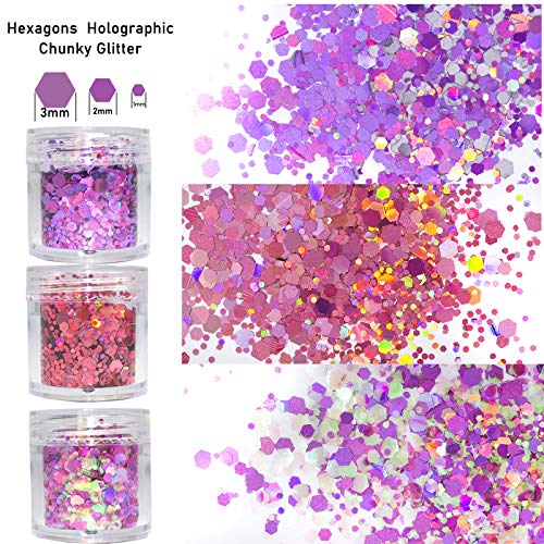 12 Kutuları Holografik Tıknaz Glitter Çivi Sequins Düzensiz Gevreği Kozmetik Festivali Glitters Nail Art Dekorasyon Vücut Yüz