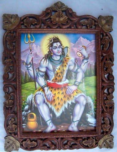 El Sanatları Mağazası Lord Shiva, Parvati ile Okçuluk Öğreniyor. Çerçeveli Bir Poster Baskısı