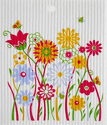 Kattinatt İsveçli Bulaşık Bezleri-Bumble Bee. Renkli Çiçekler ve Böcekler Arı Türü. 3 Set, 7.75 İnç x 6.75 İnç
