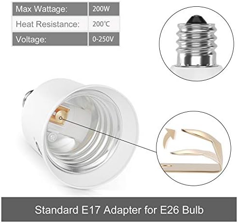 DıCUNO E17'den E26 Adaptörüne, Ara E17 Soketinden Standart E26 Soket Dönüştürücüsüne, LED Ampul Dönüştürücüsüne, Maksimum Watt