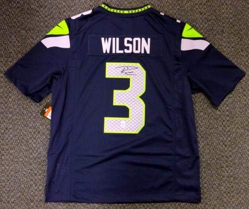 Seattle Seahawks Russell Wilson İmzalı Mavi Nike Dimi Forma Beden L RW Holo Stok 71430 - İmzalı NFL Formaları