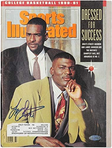 Larry Johnson UNLV Rebels İmzalı 19 Kasım 1990 Sports Illustrated Dergisi-Fanatikler Otantik Sertifikalı-TV Dergileri