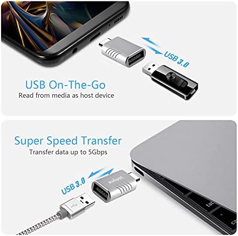 Bitrhyme USB C'den USB Adaptörüne 2 Paket Yüksek Hızlı Veri Aktarımı USB Tip-C'den MacBook Pro 2020, Samsung Notebook ve Diğer