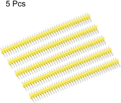 uxcell 5 adet Erkek Pin Header, 80 Pin 2.54 mm Düz 2 Satır Kırılabilir Header Konnektör PCB Pin Şerit, Sarı