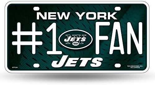 Rıco Industrıes NFL New York Jets 1 Fan Metal Plaka Etiketi, 6 x 11,5