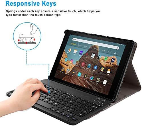 Klavye Kılıfı, Tamamen Yeni Fire HD 10 ve Fire HD 10 Plus Tablet için AGPTEK Bluetooth Kablosuz Klavye (Yalnızca 11. Nesil
