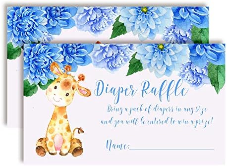 Suluboya Dahlia Çiçek Zürafa Temalı Erkek Bebek Duşları için Bebek Bezi Çekiliş Biletleri, AmandaCreation tarafından Oyunlar