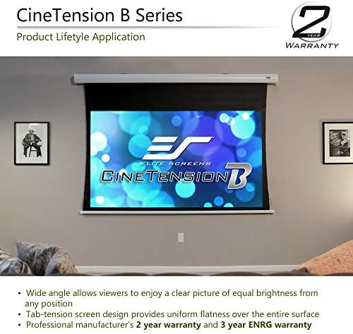 Elite Ekranlar CineTension B Serisi, 96 Diyagonal 16: 9, Sekme Gerilmiş Elektrikli Açılır Ön projektör Ekranı, TE96HW2B-E24