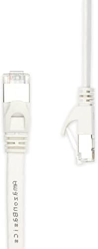 Temelleri Cat 7 Gigabit Ethernet Patch İnternet Kablosu, Düz-25FT, 1 Paket, Beyaz-10 Çivi Dahil