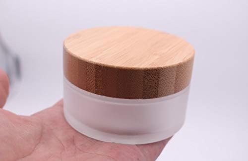 50g 50 ml Çevre Bambu Kapak Buzlu Cam Şişe Krem Kavanoz Pot Boş Lüks Doldurulabilir Kozmetik Şişe saklama Kabı için Yüz Kremi