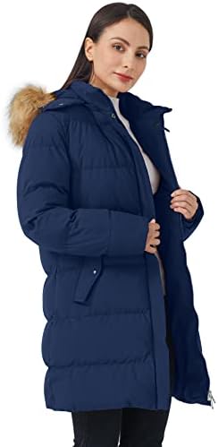 WenVen kadın Kış Kalınlaşmak Puffer Coat Sıcak Ceket Kürk Çıkarılabilir Hood ile