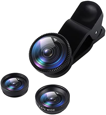 FAFAN Lens,3 in 1 Klip 180 °Balık Gözü Lens + 0.67 X Geniş Açı + 10X Makro Lens Cep Telefonu Kamera Lens Makro Lens için Uygun