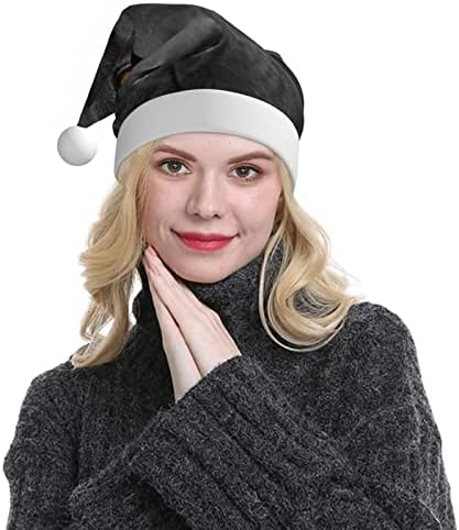 Siyah köpek Led Noel bere şapka peluş Noel kap yetişkin yeni yıl tatil partisi Noel dekorasyon için