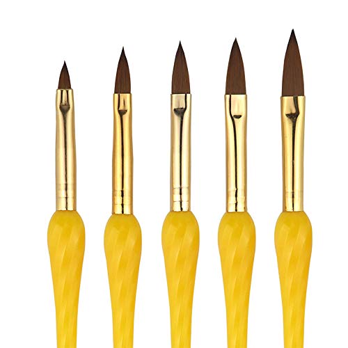 Leono 5 Adet Nail Art Liner Fırça Seti Silikon Kalem Kabak Dayanıklı Manikür Tırnak Fırçası Kalem Araçları