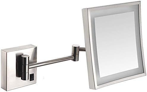 Nhlzj XİAOQİANG Makyaj Aynası LED Işıklı Ayna Banyo Aynası Otel Vanity Ayarlanabilir Uzatılabilir Kare 8 inç