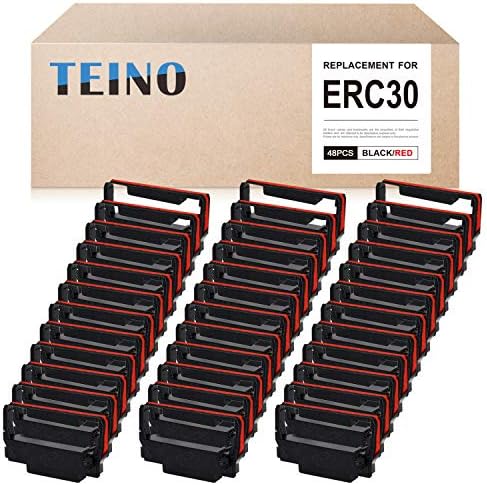 TEİNO 48 Paket ERC30 ERC-30 ERC 34 30 38 B / R Uyumlu Şerit Kartuş kullanım için NK506 ERC38 (Siyah Kırmızı)