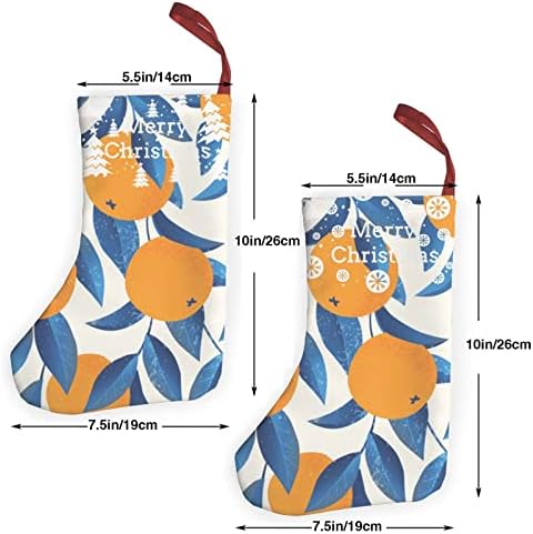 Dcehgew Tropikal Portakal Baskılı Klasik Noel Çorap 2 Set,Aile Tatil Noel Partisi Süslemeleri için 10 İnç