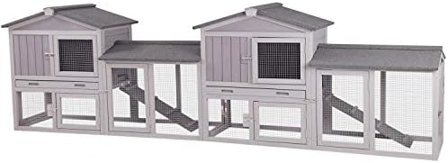 Aıvıtuvın Tavşan Kafesi Kapalı Tavşan Kafesi Açık Tavşan Evi tavşan kafesi ile Derin Sızdırmaz Plastik Tepsi (2 Takım Ambalaj)