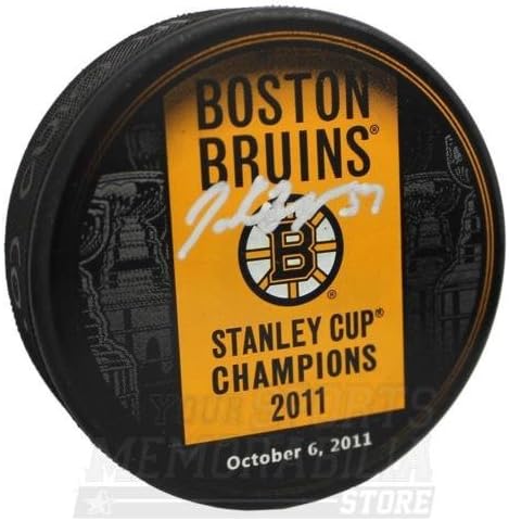 Patrice Bergeron Boston Bruins İmzalı İmzalı Stanley Kupası Şampiyonları Afiş Diski