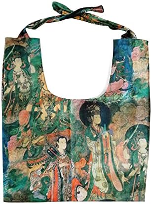 HEPAI Alışveriş Çantası Kanvas Çanta Çanta Çin Budist Tarzı Retro omuzdan askili çanta Büyük Kapasiteli Çanta Taşınabilir Çanta