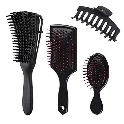 Noel Saç Fırçası Seti, Dolaşık Açıcı Fırça ile Kadınlar için Saç Fırçaları Kürek Fırçası Mini Saç Fırçası, Kalın İnce Kıvırcık
