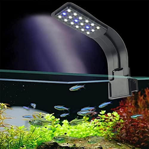 Su-yeniden doğuş akvaryum klip-on led ışık ile uzatılabilir taban kelepçe, balık tankı ışık ile beyaz ve mavi Led'ler, küçük
