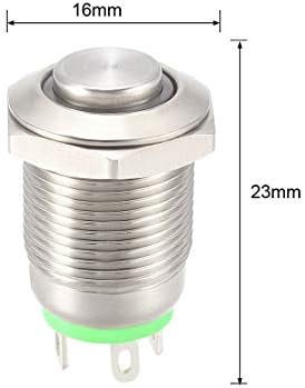uxcell Anlık Metal Push Button Anahtarı Yüksek Kafa 12mm Montaj Dia 1NO 12 V Yeşil led ışık