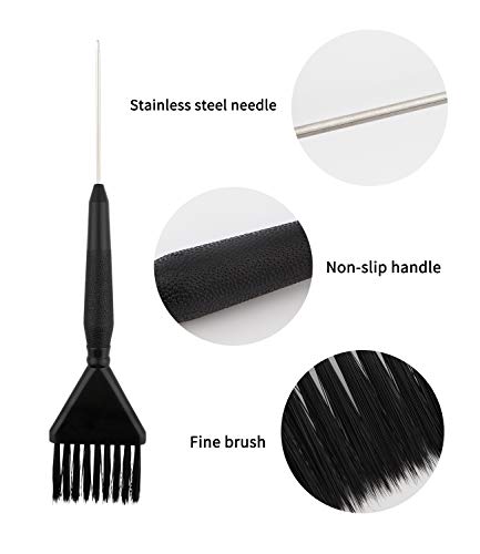 Yebeauty Saç Boyası Boyama Fırçası 2 Paket, Uzun Kuyruk Saç Rengi Fırça Vurgulamak Aplikatör Fırçalar, Siyah
