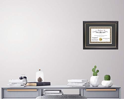Yaratıcı Resim Çerçeveleri Altın Dudaklı 14x17 Siyah Diploma Çerçevesi Siyah Mat Cam ve Takılı Duvar Askıları / Çerçeve Matsız